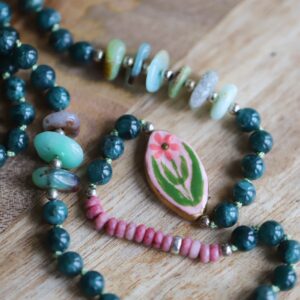Folk art flower necklace