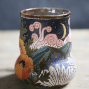 Crescent moon & mountain flowers mug
