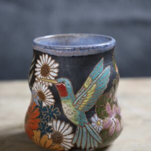 Hummingbird & floral mug