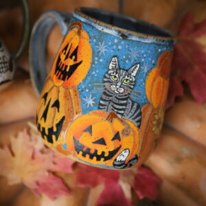 Pumpkin & cat mug