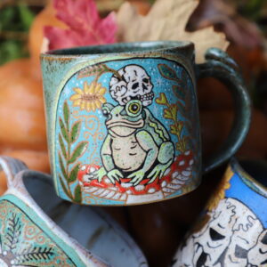 Toad and skull mug
