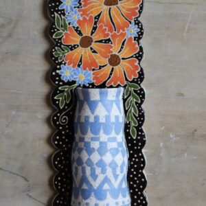 Ruffle Orange flower wall vase